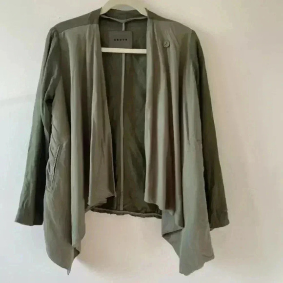 Blank NYC Drape Front Linen Blend Jacket Olive size XS - Picture 2 of 6